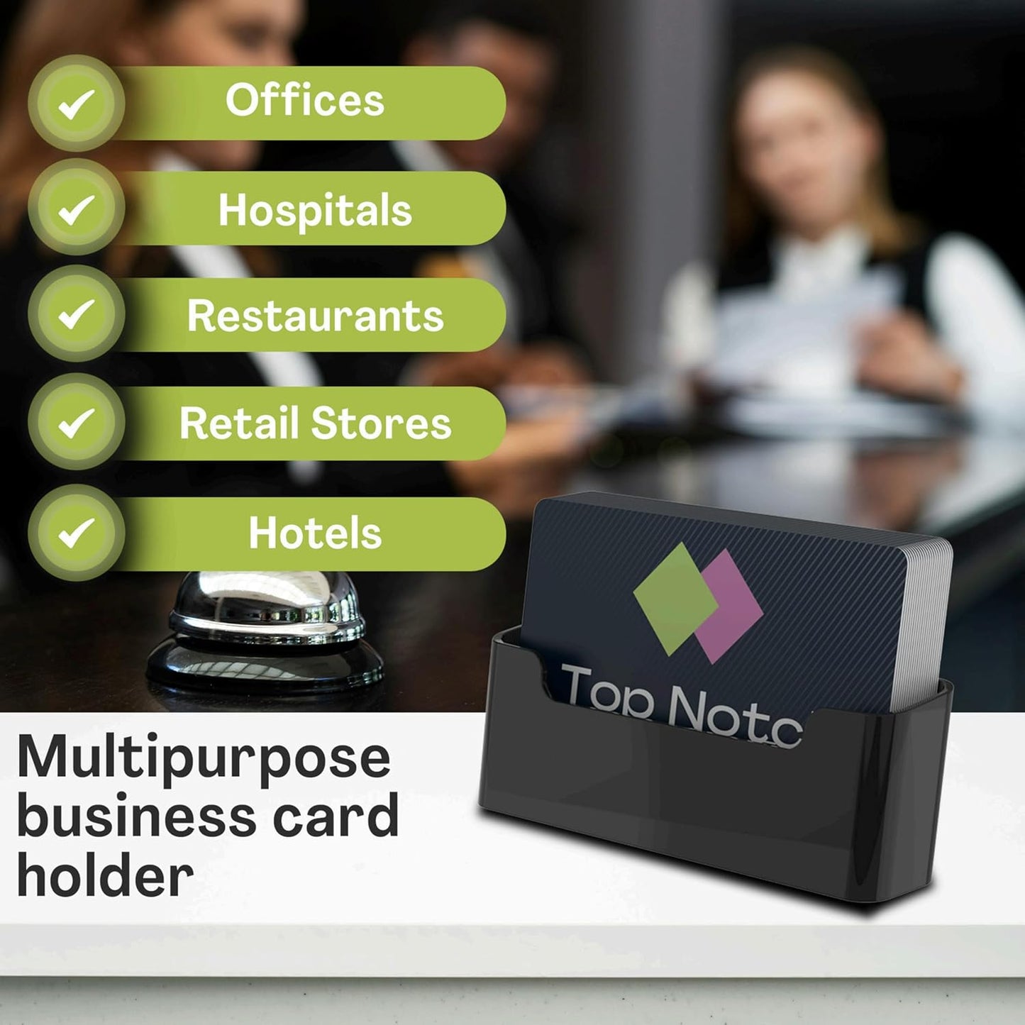 Acrylic Business Card Holder for Desk - Gift & Business Card Display Stand, Sleek & Durable Card Holder Display for Office, Home & Retail Use, Fits 50 Business Cards, 6 Pack - Black