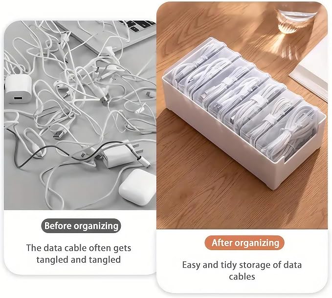 2 Pcs 11 Box Cable Organizer Storage Box, Desktop Cable Management - Image 2