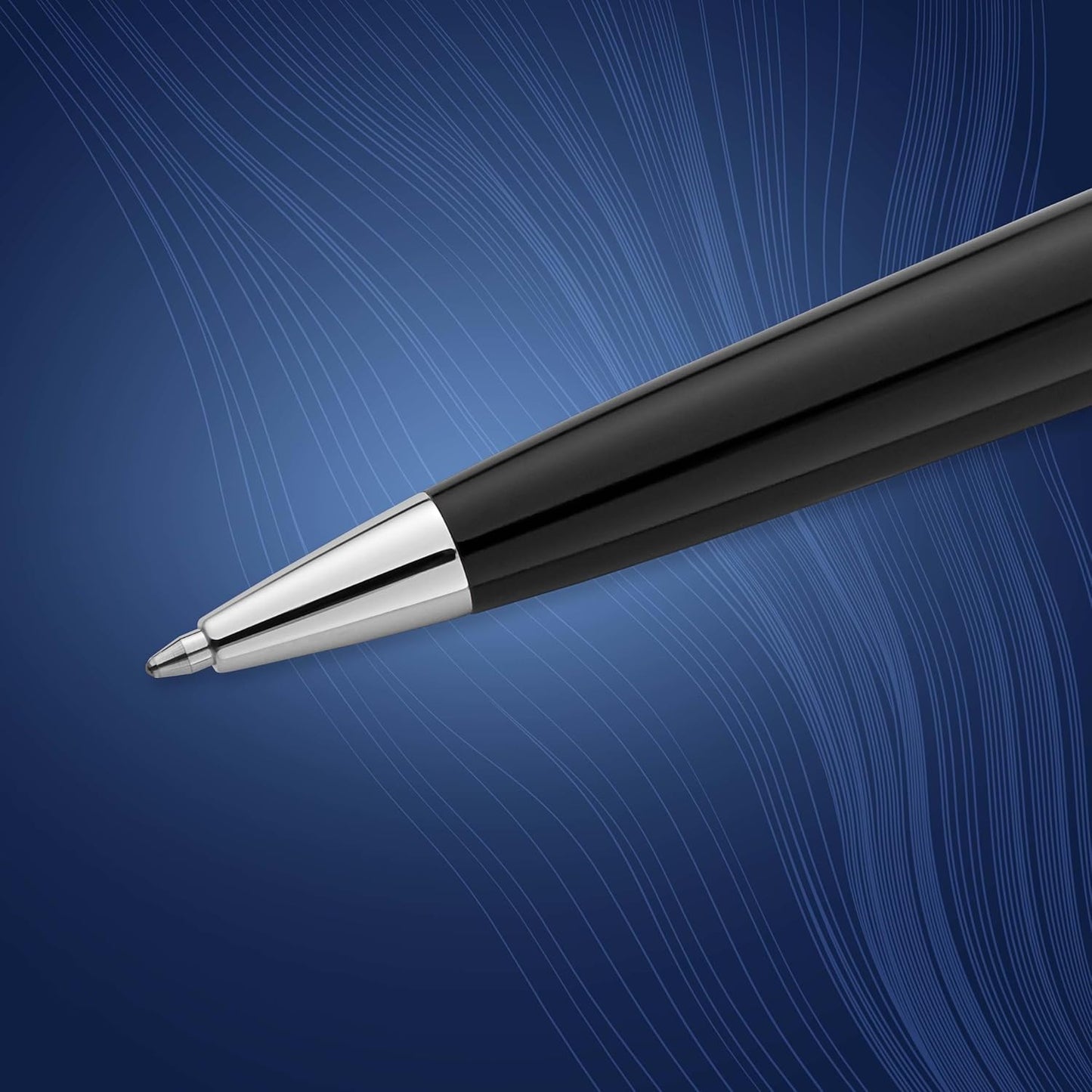 Waterman Expert Ballpoint Pen, Gloss Black with Chrome Trim, Medium Tip, Blue Ink, Luxury Pen in Gift Box, Great Gift for Coworker