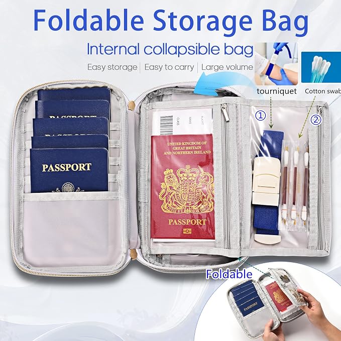 Secure, RFID Family Passport holder, Travel wallet, Strong storage Funtion - Image 2