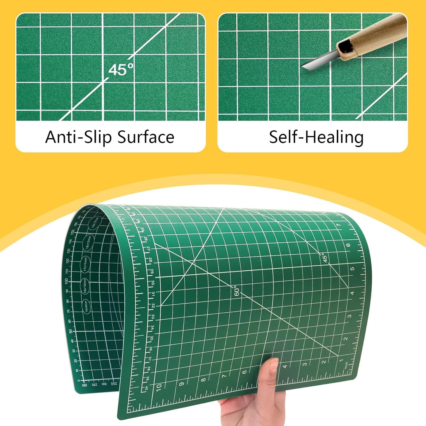10 Pack Self Healing Cutting Mat 12" x 18" Rotary Cutting Sewing Mat A3, 5-Ply Cutting Board for Crafting, Sewing, Scrapbooking, Quilting and Precision Cutting