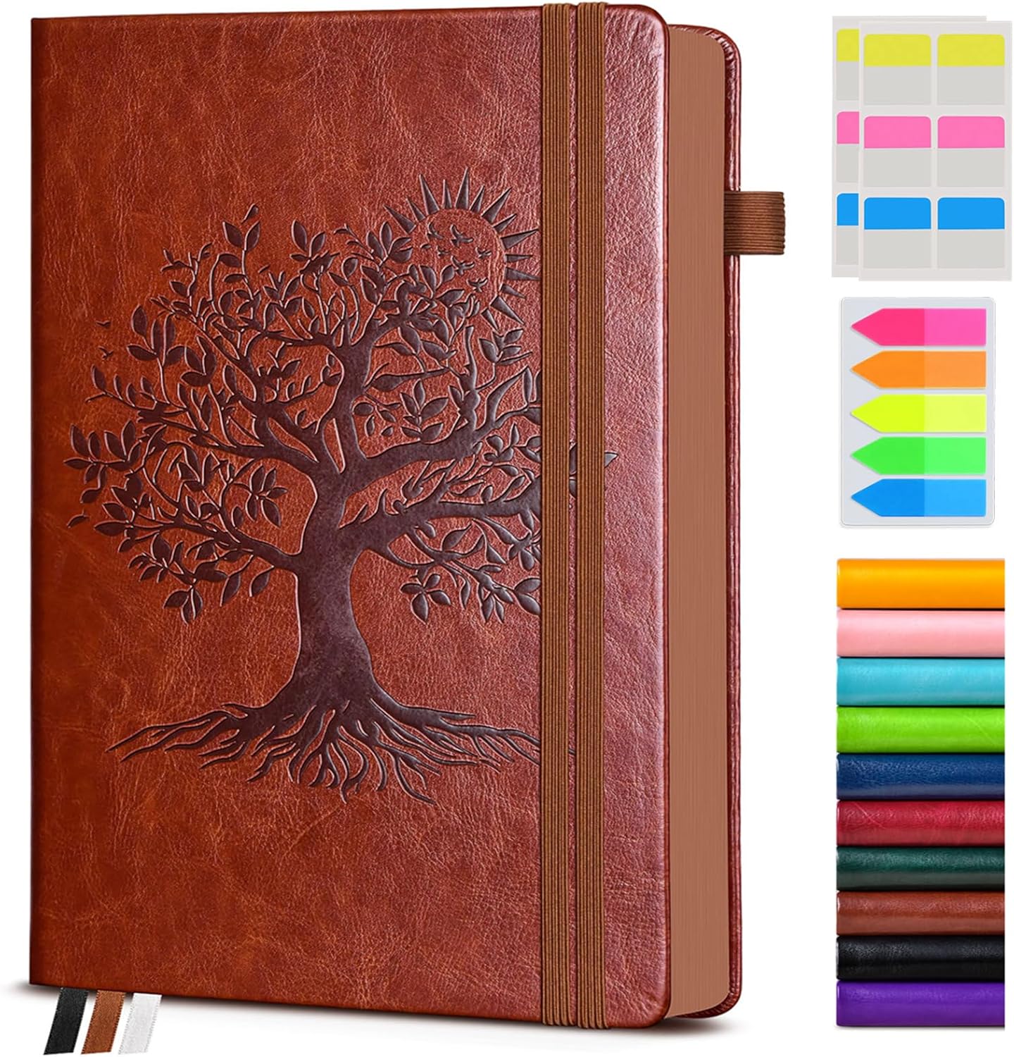 Vintage Leather Journal with 300 Numbered Pages,B5 Lined Journal for Men Women,Daily Journals for Writing,College Ruled Notebook for Work,School,Note taking,Travel Diary,Large (7" x 10")