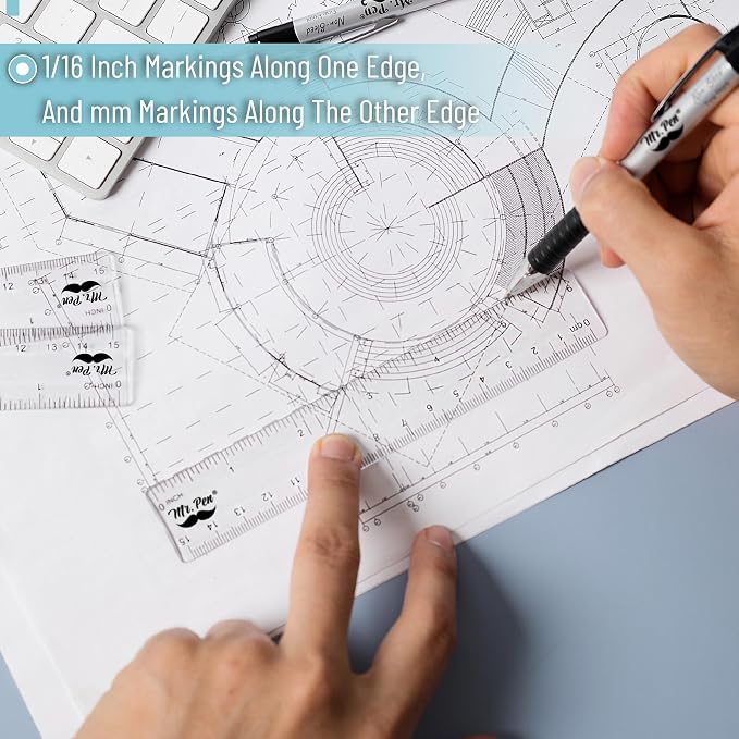Mr. Pen- Bulk Plastic Rulers, 6 Inch, 6 Pack, Easy-to-Read Markings | - Image 4