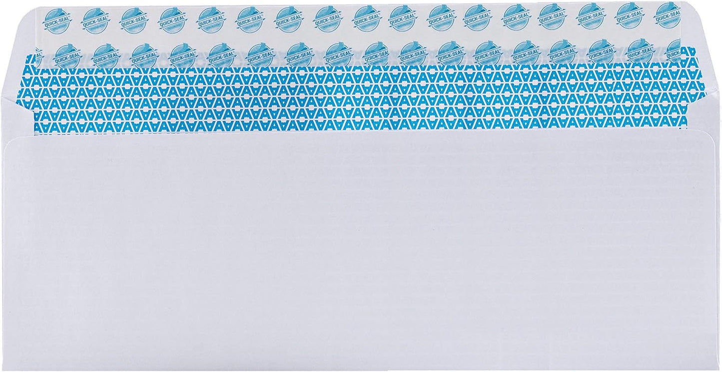 Aimoh 500#10 Custom Printed Security Tinted Self-Seal Envelopes - Personalized with Logo and Address/Return Address Imprinted -Size 4-1/8 X 9-1/2" -White -24 LB -Box of 500 Count (7-34010-500)