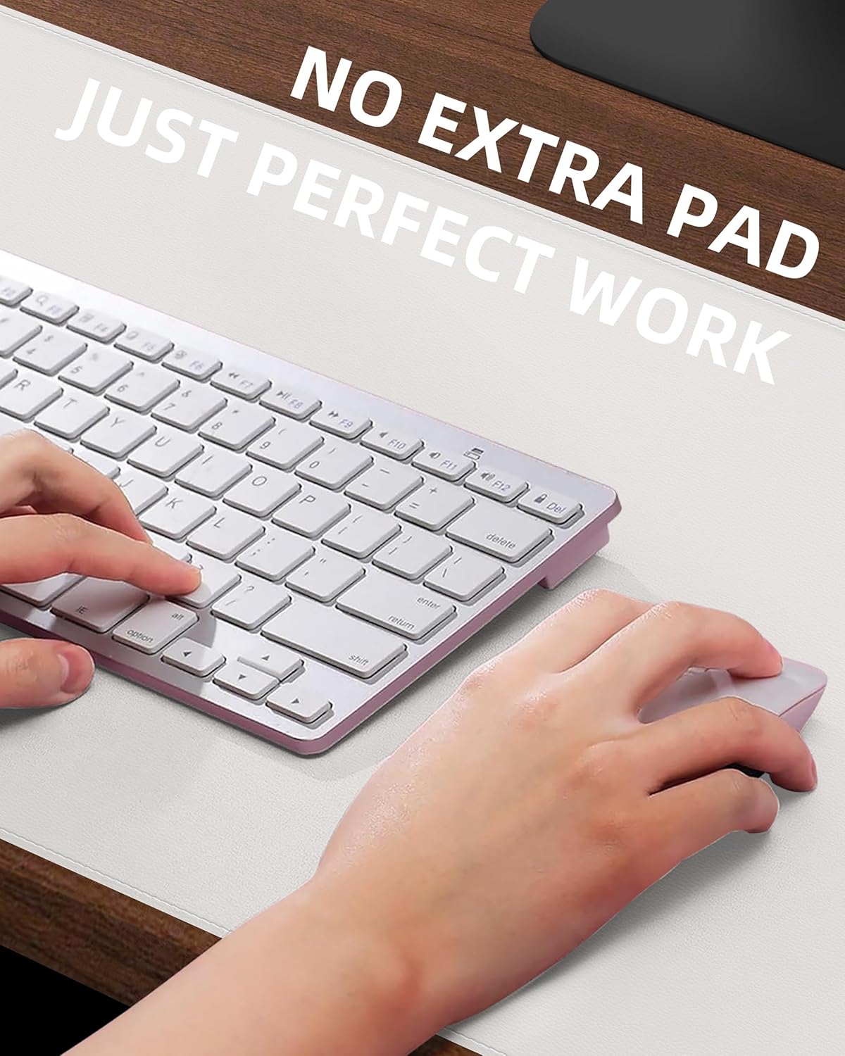 Large Desk Pad Mat - Waterproof Mouse Pad & Desk Protector, Non-Slip XL PU Leather Gaming Mat for Keyboard/Mouse, Stitched Edge with Ergonomic Support, 47"x17" (White)