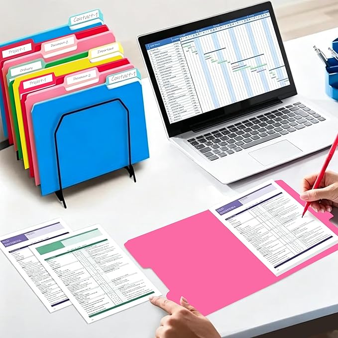 100 Packs Colored File Folders, Two Tone Color File Folder 8.5 x 11 Inch - Image 7