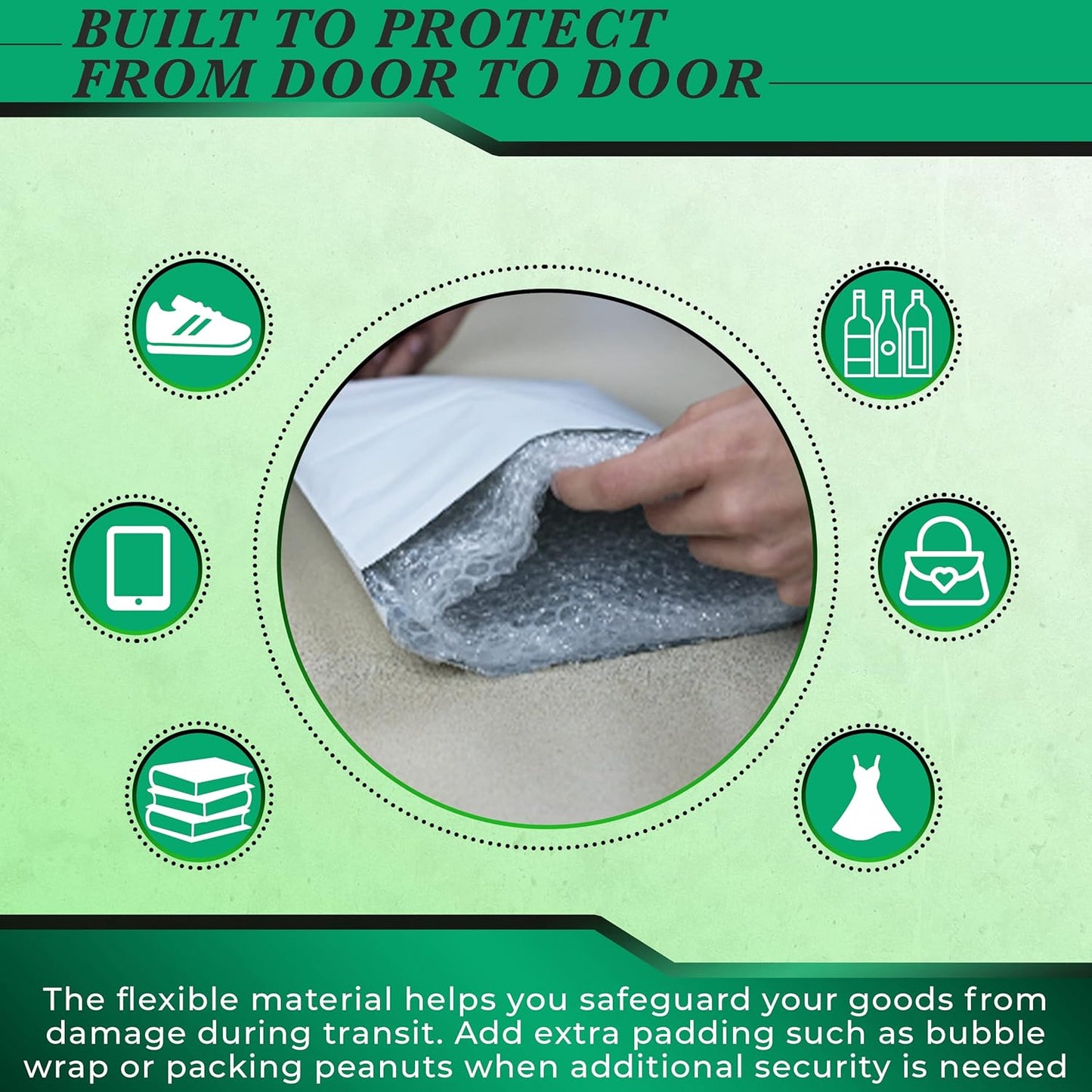 500 Pack Secure Seal White Poly Mailers - 12x15.5 Safe Shipping Bags - E-Commerce Self Sealing 2 Mil Poly Envelopes