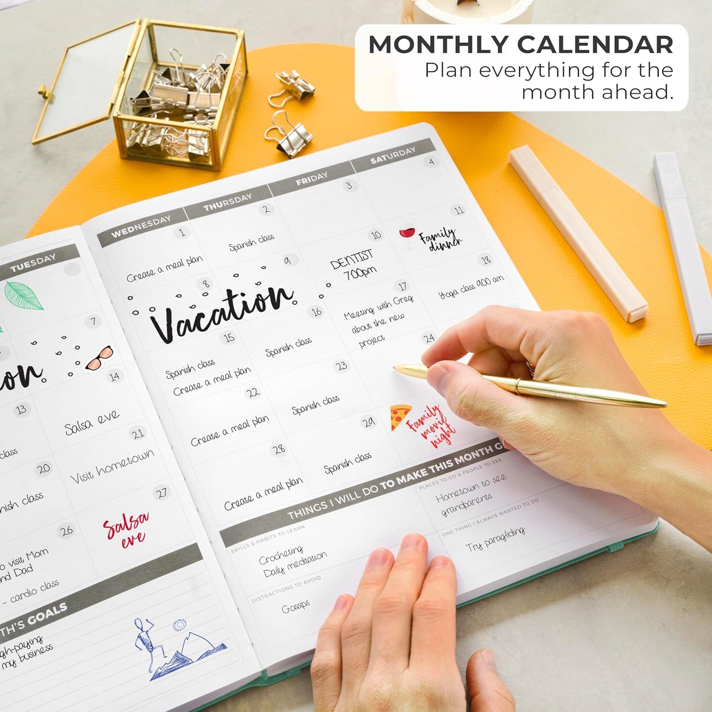 Clever Fox Planner PRO – Weekly & Monthly Life Planner to Increase Productivity, Time Management and Hit Your Goals, 8.5x11″ (Emerald)