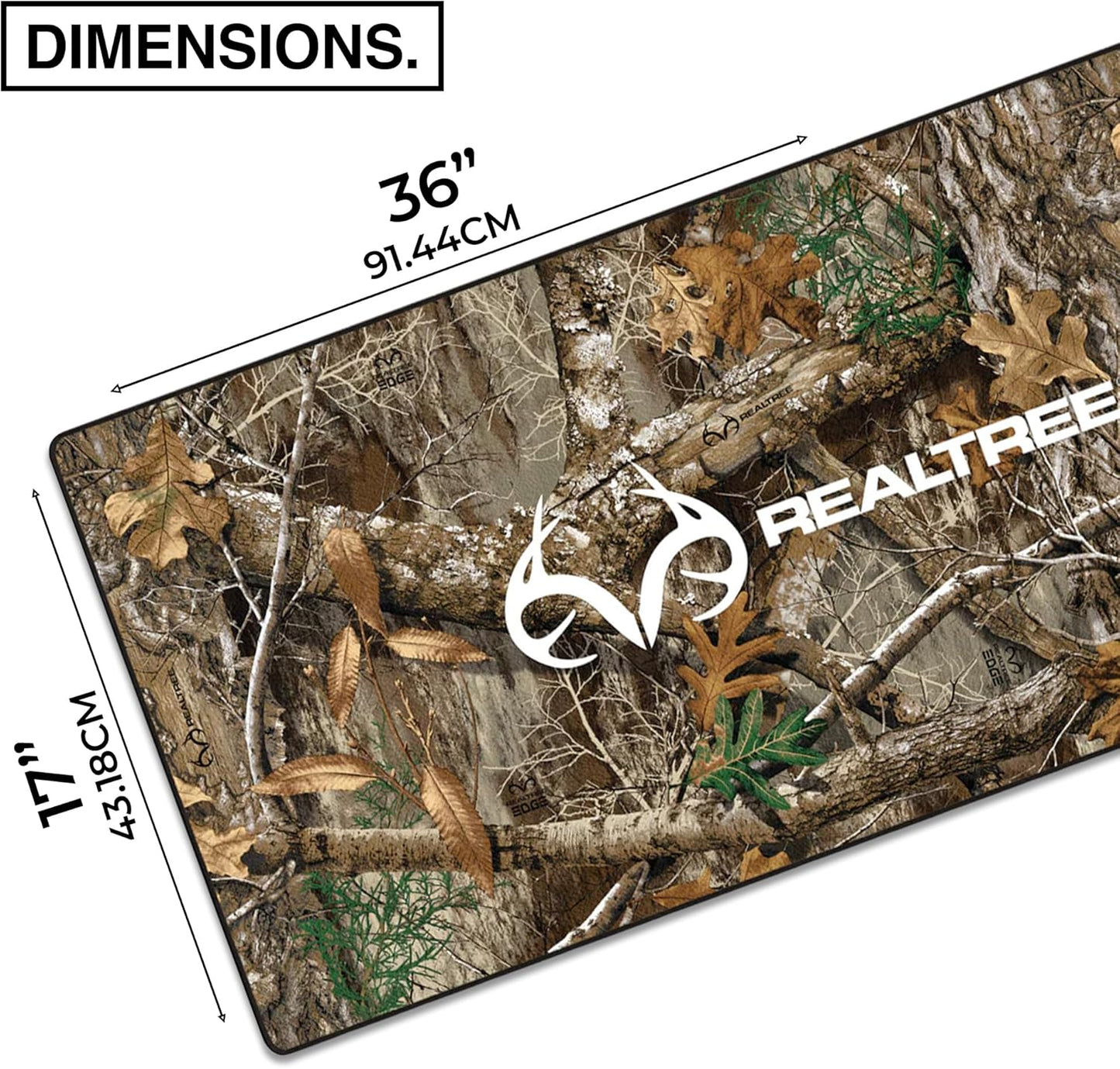 MPCO. Real Tree Large Gaming Desk Pad - 36" x 17" Aeroglyde Fabric Edge Green – With Logo Desk Mats - Non-slip, Washable, Smooth Glide for Precision Gaming & Work