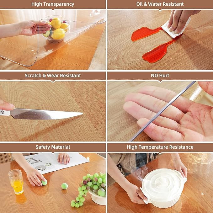 Warmstar Clear Table Protector 2mm Thick, 35x63 Inch Clear Table Cover Protector - Image 3