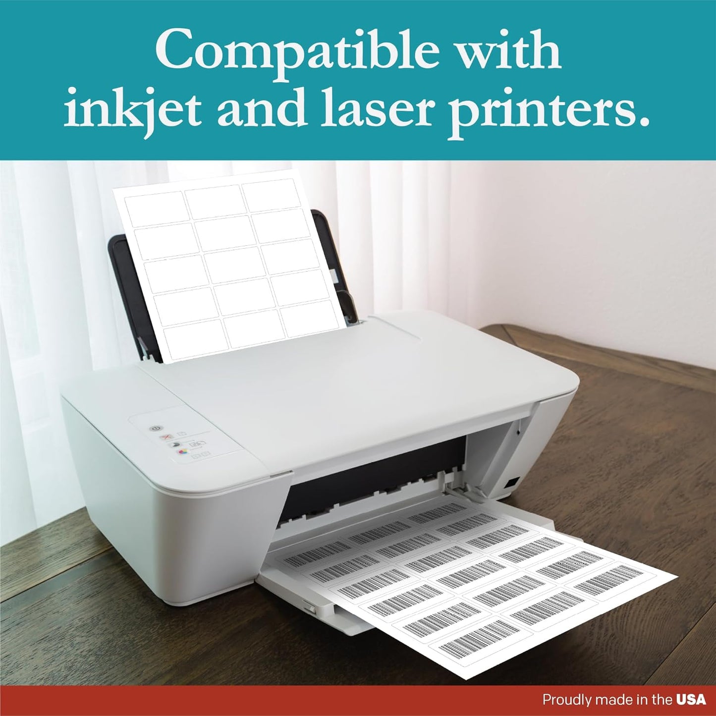 Premium Label Supply White Sticker Rectangle Labels – 2.5" x 1.563" – Laser/Inkjet Compatible – (18 per Sheet), 25 Sheets – 450 Total Adhesive Labels