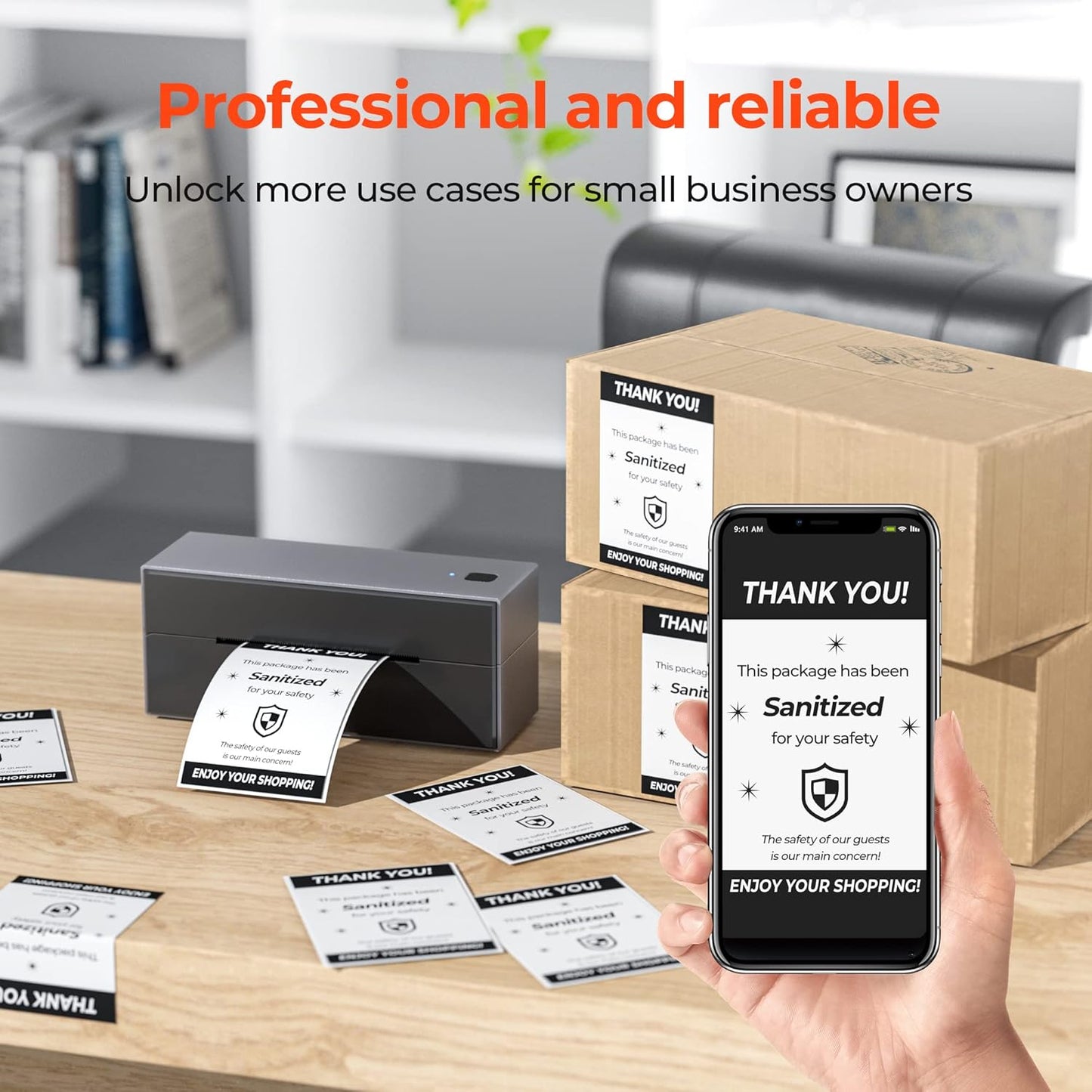 MUNBYN 4x6 Inch Direct Thermal Labels, 1000 Labels/2 Stacks(500 Pcs per Stack), Fanfold Shipping Label Paper for Thermal Printers, Permanent Adhesive Mailing Postage Labels for Shipping Packages
