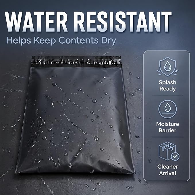 12"x15.5" Poly Mailers，Black Shipping and Envelope Bags Pack of 200 - Image 3