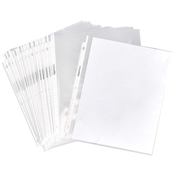 Amazon Basics Sheet Protectors for 3 Ring Binder, Top Loading, Letter Size by AmazonBasics