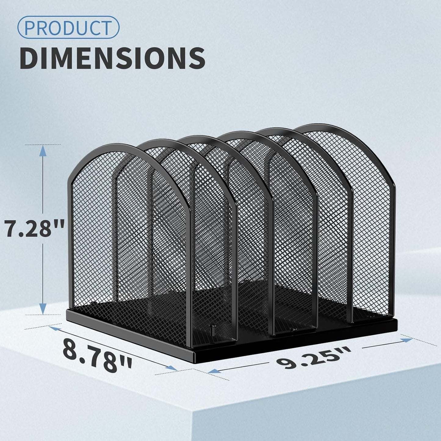 5-Section Vertical Desktop Organizer, 5-Section Mesh File Folder Stand Sorter for Office Home Classroom Organization (1, Black)
