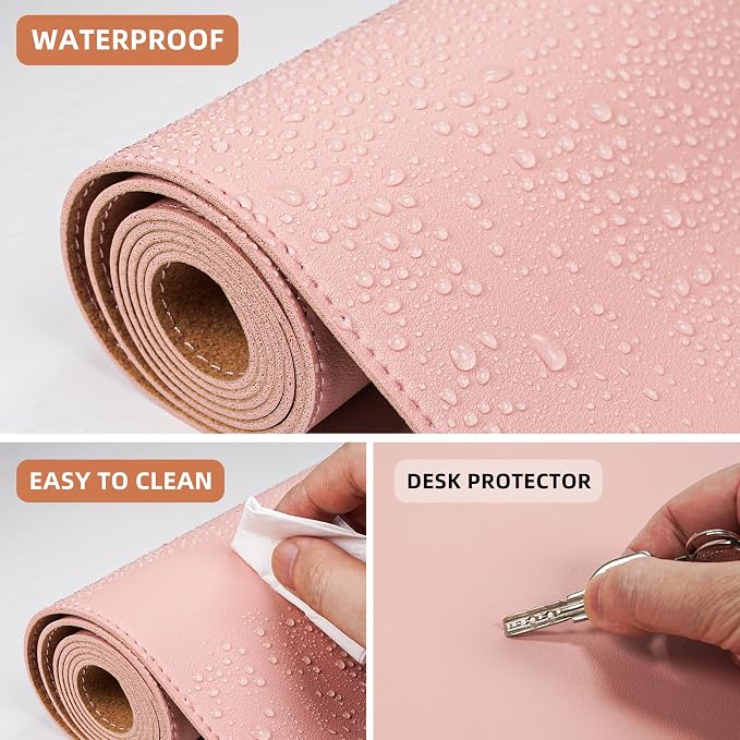 AFIING Cork Desk Mat, Rose Pink, 31.5" x 17", Desk Pad Protector | Dual-Sided - Image 4