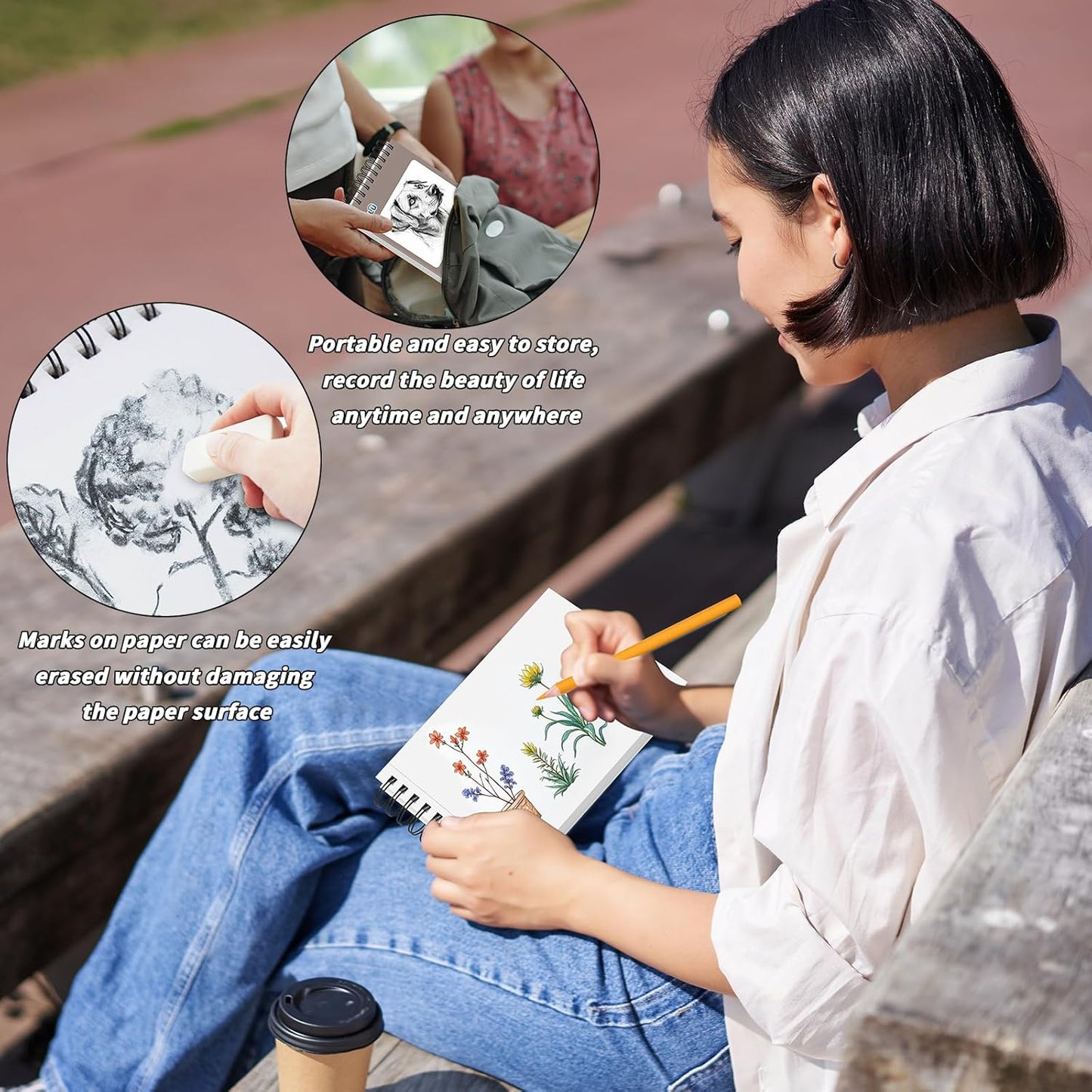 6 Pcs Sketch Book Bulk 5.5 x 8.5 In,600 Sheets Total Drawing Paper Pad Top Spiral Bound Sketch Pad Mixed Media Sketchbook 68lb/100gsm Thick Paper Acid Free Art Supplies for Kid Adult Painting Beginner Artist