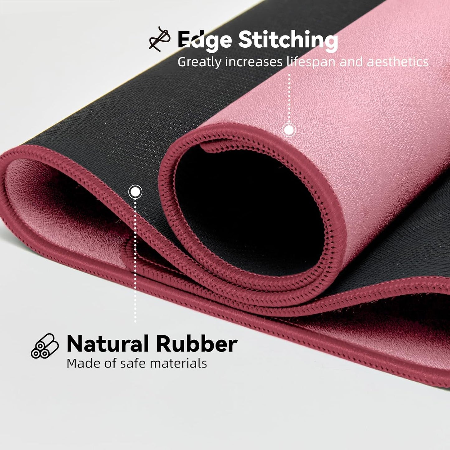 Waterproof Large Gaming Mouse Pad with Durable Stitched Edges, Non-Slip Rubber Base, Smooth Surface Mouse Mat Desk Pad for Home Office Gaming, 27.5"*11.8"*0.08", Dusty Rose