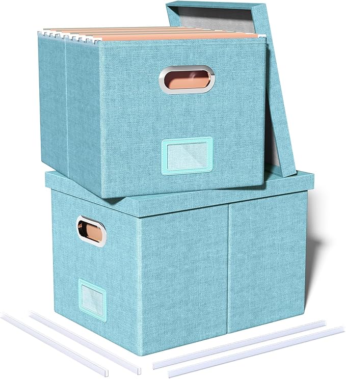 Oterri 2 Pack File Storage Organizer Box, Filing Box, Portable File Box by Oterri