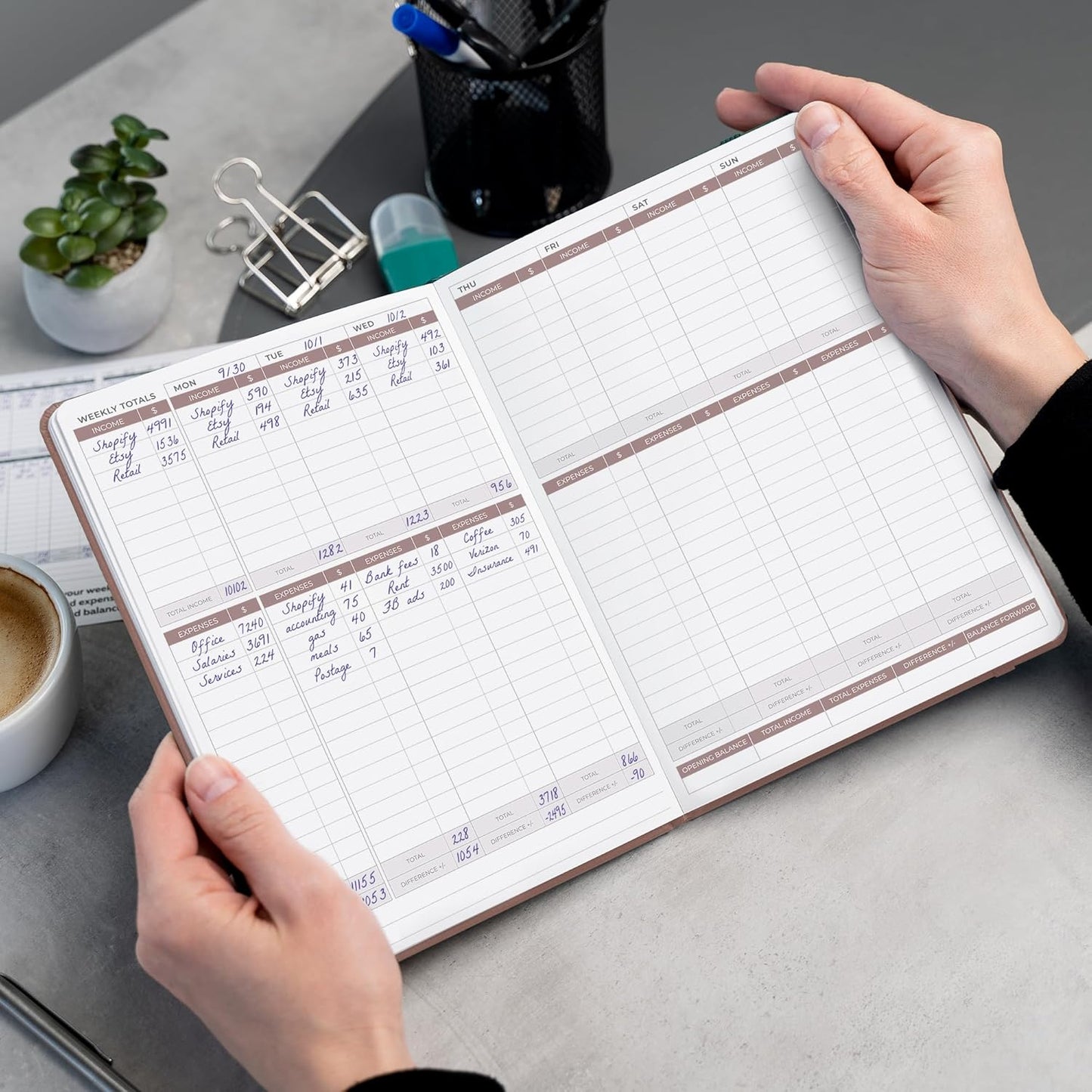 Clever Fox Income & Expense Tracker – Accounting & Bookkeeping Ledger Book for Small Business – 1-Year Record Notebook, A5 (Dark Terracotta)