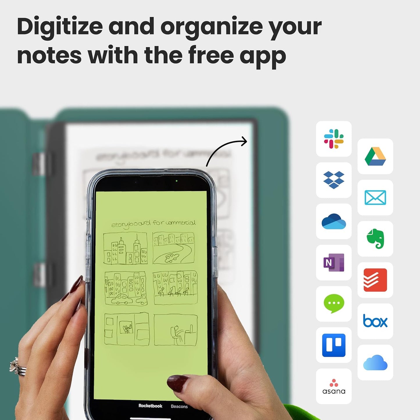 Rocketbook Pro 2.0 Reusable Professional Smart Notebook, Executive Size 7x9, Green - Lined & Dot Grid Pages, App-Connected, Erasable, Premium Cover, Ideal for Work Notes and Business Meetings