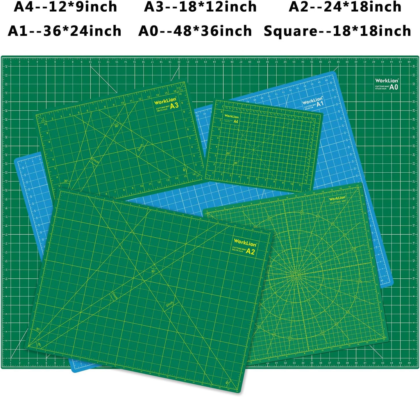 WORKLION Full 9" x 12" Art Self Healing PVC Cutting Mat, Double Sided, Gridded Rotary Cutting Board for Craft, Fabric, Quilting, Sewing, Scrapbooking Project…