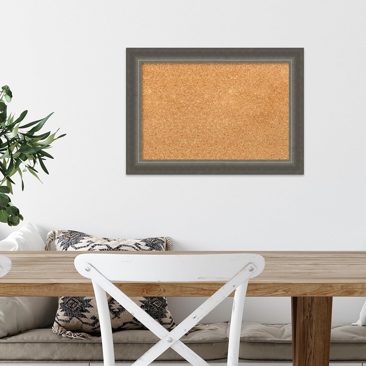 Amanti Art Natural Cork Board for Wall, 15x21 Vision Board with Silver Wood Frame, Small Corkboard Office Decor for Home Organization, Casual Corkboard Pinboard to Display Items for Home Organization