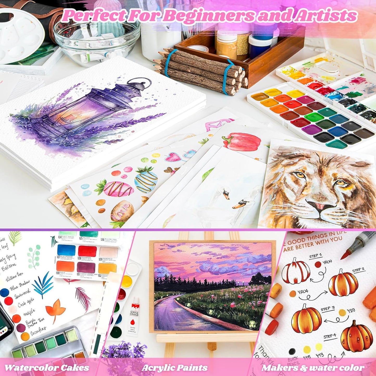 128 Sheets Watercolor Paper Bulk, Easter Basket Stuffers, 5"x7" 140lb/300gsm Cold Press White Water Color Paper for Teacher Students, Classroom Must Have, Study Essentials, College School Supplies