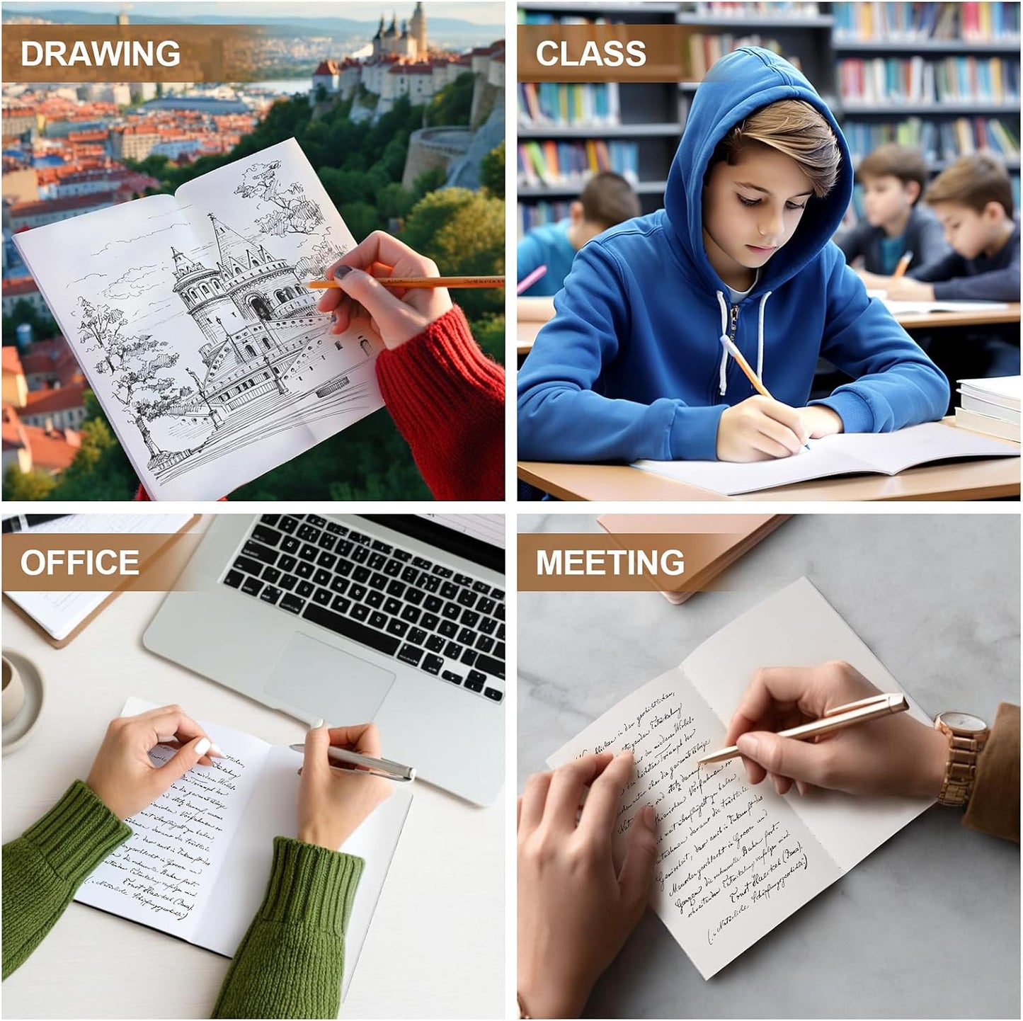 30 Pack A5 Unline Kraft Notebooks, 8.3x5.5inch Blank Journal Notebook Bulk for Drawing & Writing, Small Blank Paper Sketchbook Travel Journal Set for Adult, Paint Beginner and Student, 60 Pages