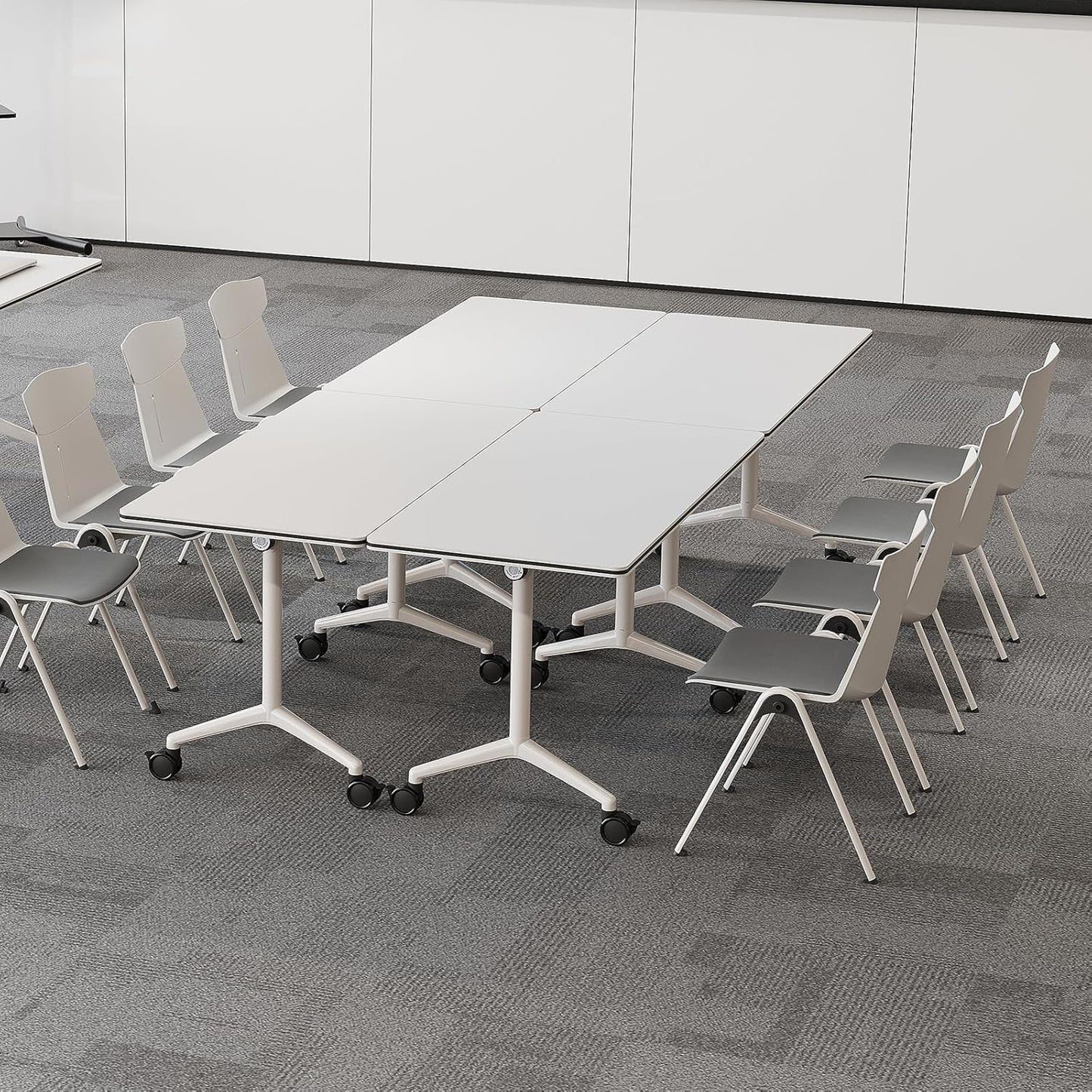 Folding Conference Room Tables 6 Pack, Foldable Modern Mobile Meeting Table Desk Training Table 6FT Large Rolling OfficeTable for Conference Training Classroom (4, 70.8" * 23.6" * 29.5")