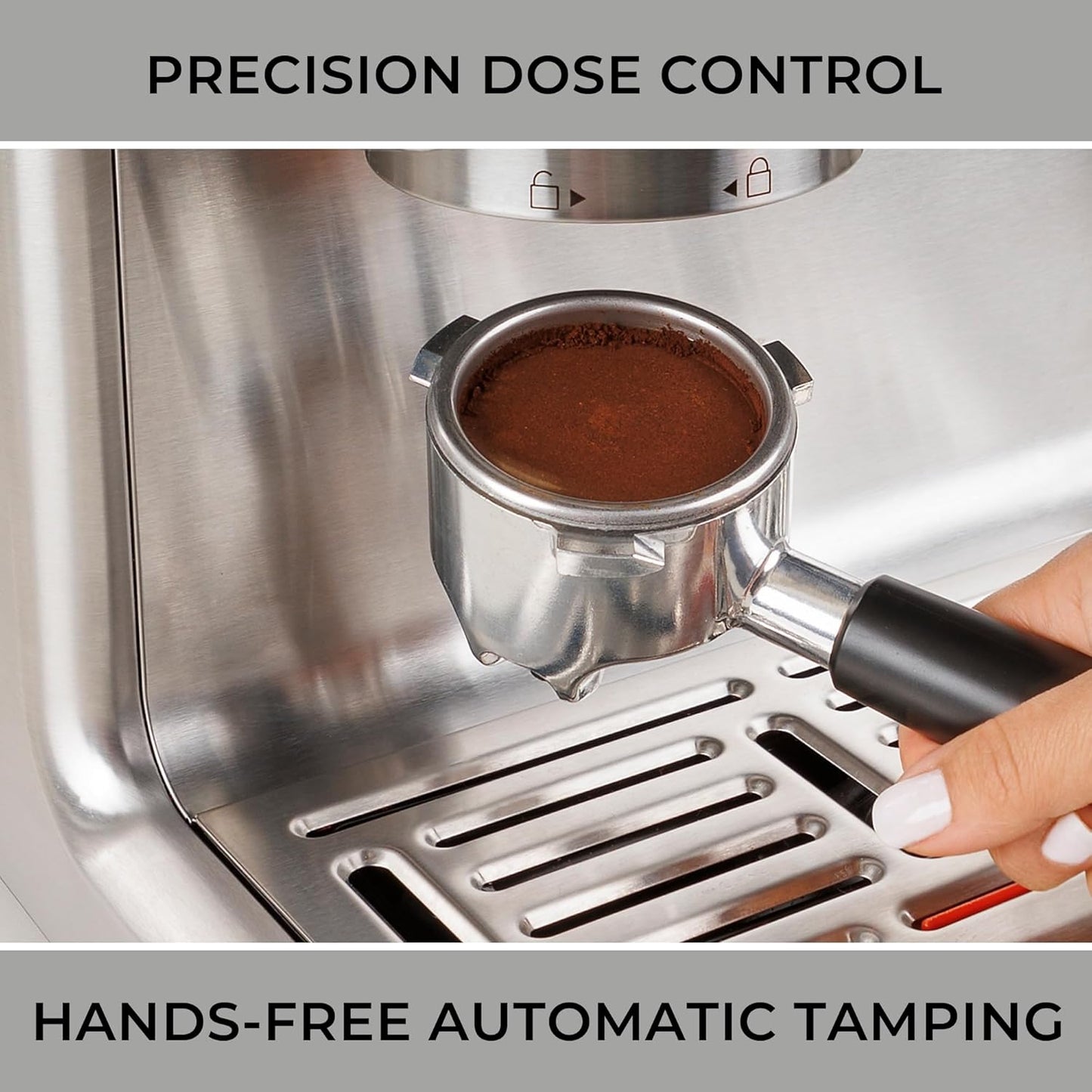 Kenmore Elite Espresso Machine – Semi Automatic Coffee Maker with Auto Tamper, Auto Cleaning, Milk Steamer & Frother, Bean Grinder, Make Professional Barista Style Cappuccino, Café Latte