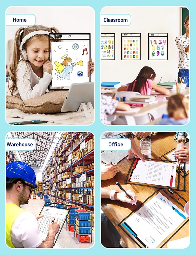 SUNEE 100 Packs Oversized Reusable Dry Erase Pocket Sleeves - Image 7