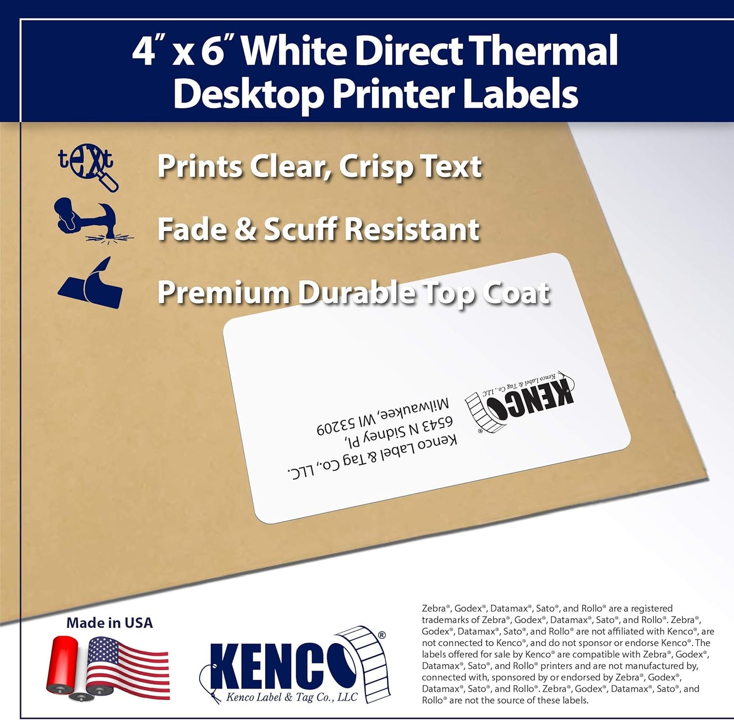 4" X 6" Direct Thermal Perforated Stickers Labels for Shipping Labels, Inventory, and Color Coding - Compatible with Zebra, Rollo, Godex and More (White, 1 Roll)