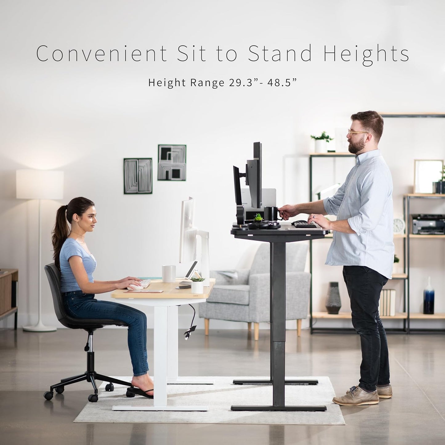 VIVO Electric 60 x 24 in Standing Desk, Memory Height Adjustment, 1B Series, One-Piece Light Wood Top, Gray Frame, DESK-KIT-1G6C