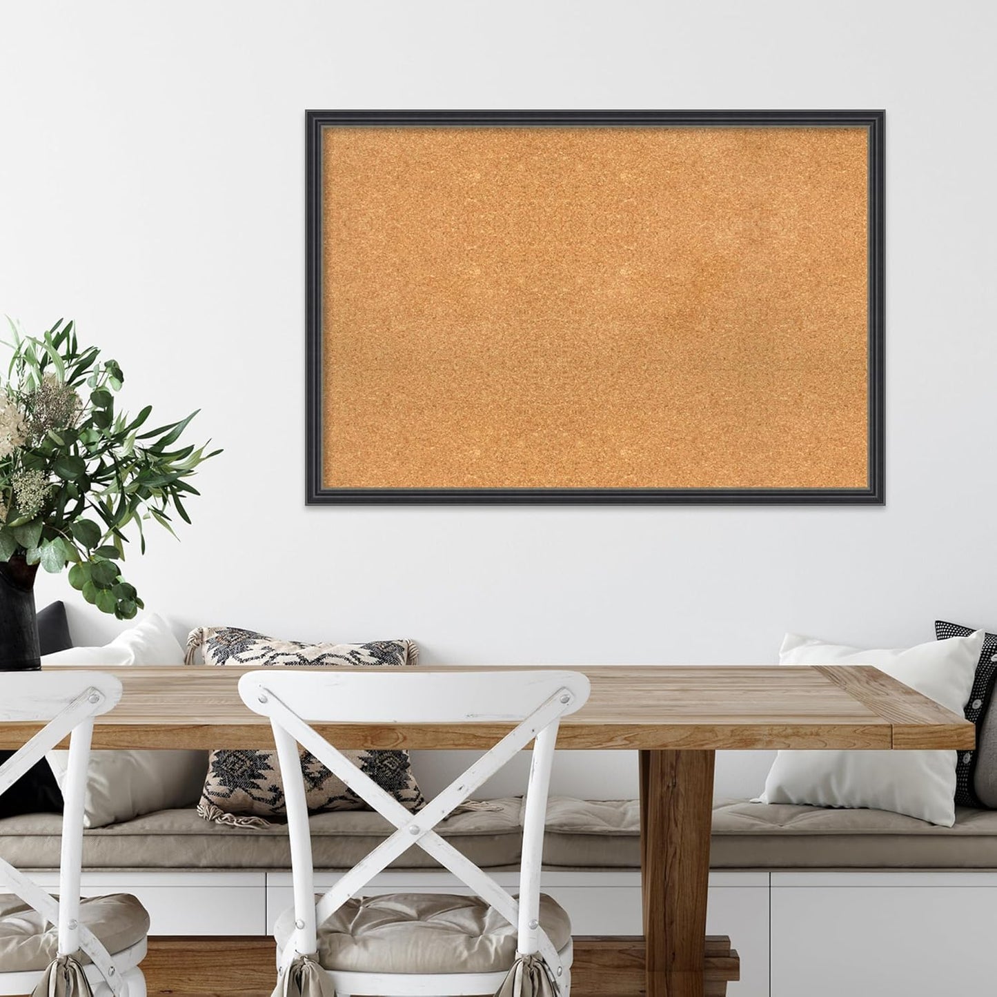 Amanti Art Natural Cork Board for Wall, 26x38 Vision Board with Black Wood Frame, Large Corkboard Office Decor for Home Organization, Traditional Corkboard Pinboard to display items for home