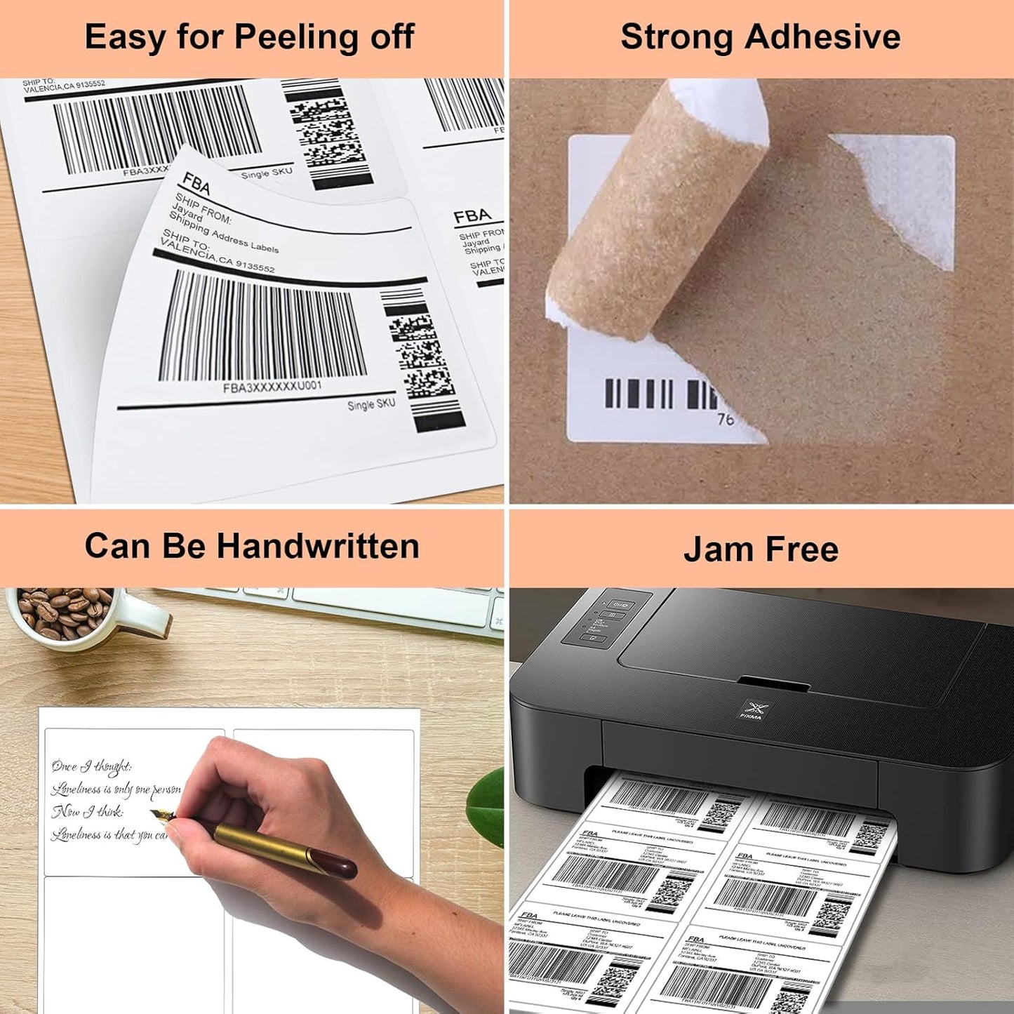 200 Half Sheet Self Adhesive Shipping Labels 100 Sheets, 8.5" x 5.5" Address Labels Laser/Ink Jet White Blank (100 sheets-200 Count)