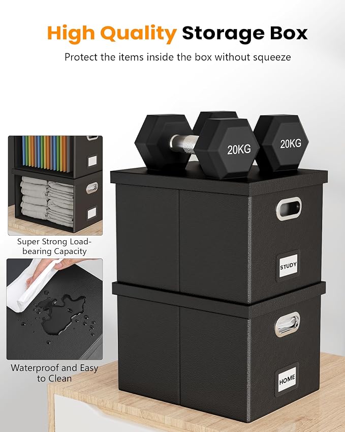 2 Pack File Storage Organizer Box, Portable Filing - Image 5