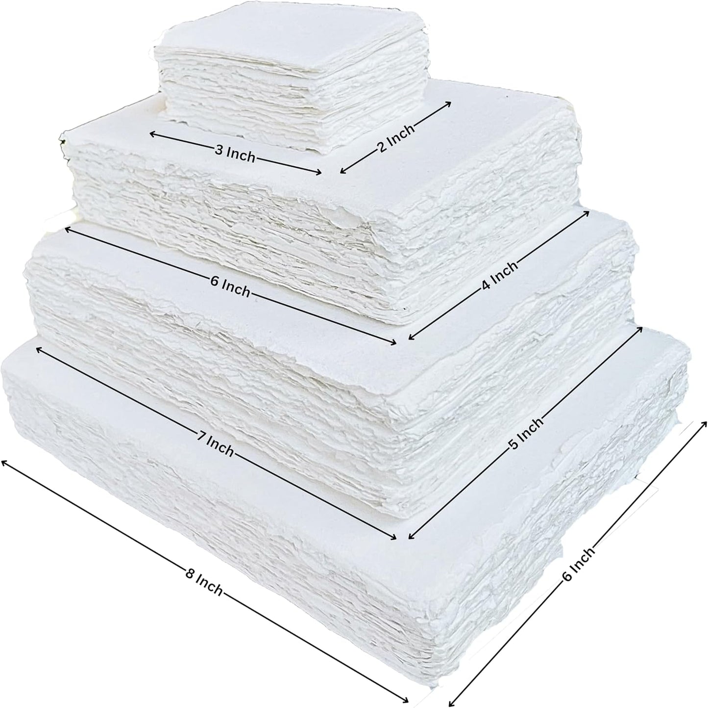 Handmade Cotton Paper with Deckle Edge Recycled Cotton Rag Mixed Media Card Stock for Placecard/Escort Cards, Place Cards, Vow Cards, Business Card (150gsm, 2x3 inch "A8", 50 Pack)