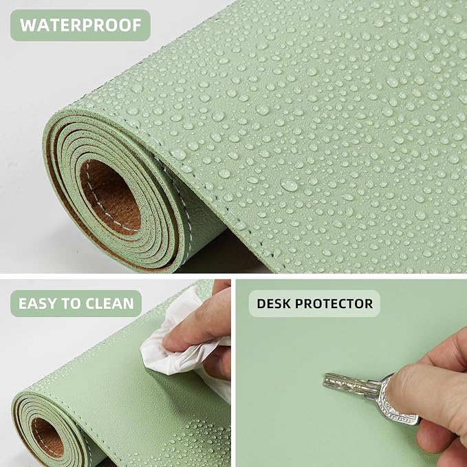 AFIING Cork Desk Mat 35.4" x 17", Dual-Sided Natural Cork & PU Leather Desk Pad - Image 3