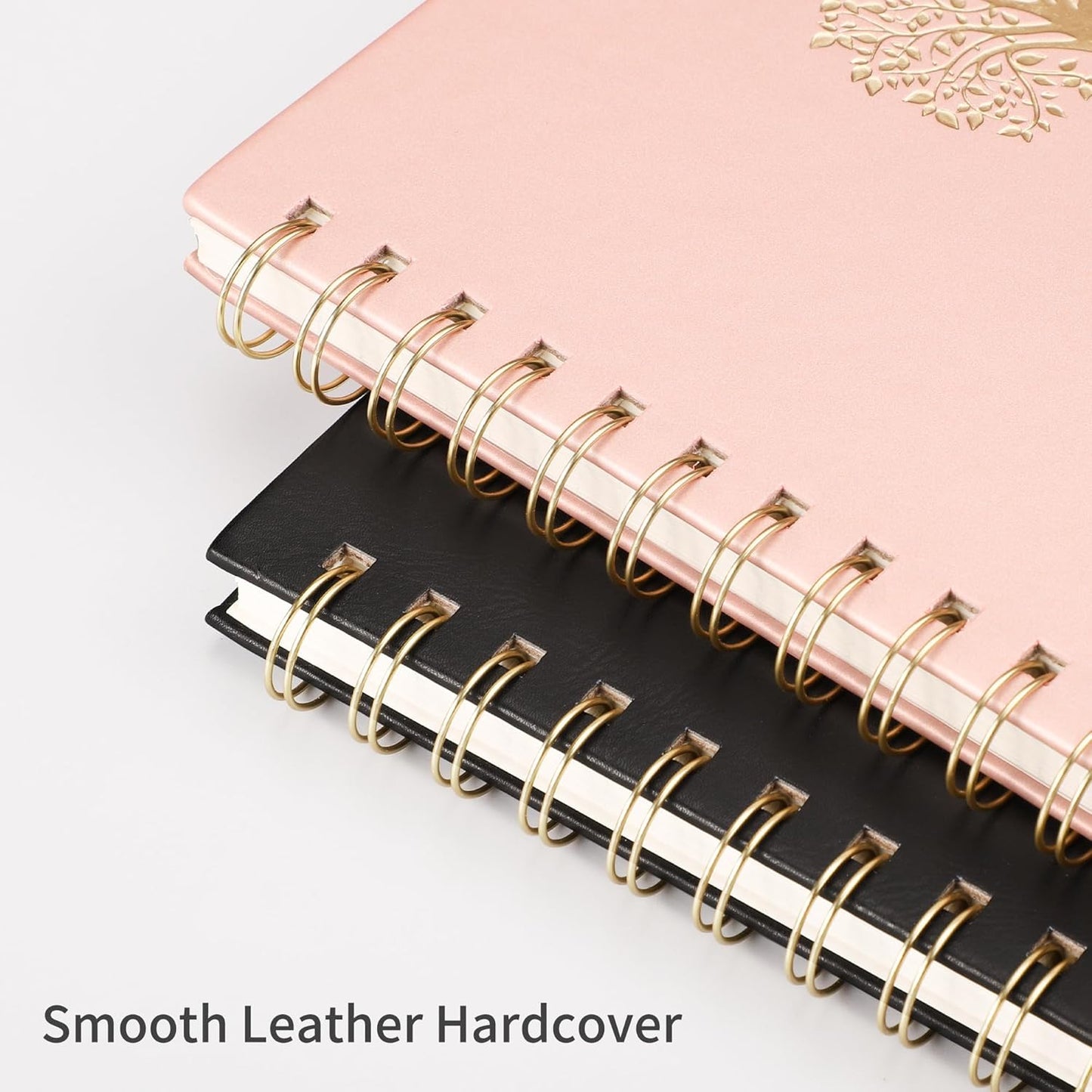 RETTACY Spiral Journal Notebook, 110 Numbered Pages, A4 Large Size (8.5'' x 11''), for Men & Women, Journaling, Writing, Work & Office, Leather Hardcover, 100 GSM Thick Paper (Rose Gold)