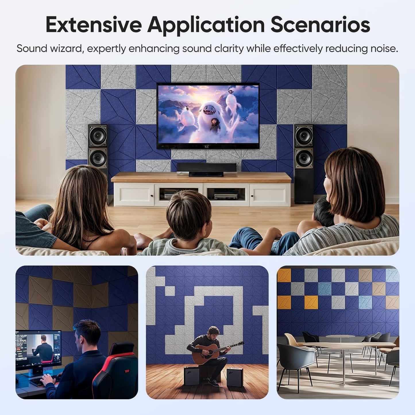 12 Pack 12" X 12" X 0.4" Acoustic Panels for Wall Sound Absorbing, P-Stripes Square Self-Adhesive Sound Panels, High Density Suitable for Multiple Scenarios(Silver Gray)