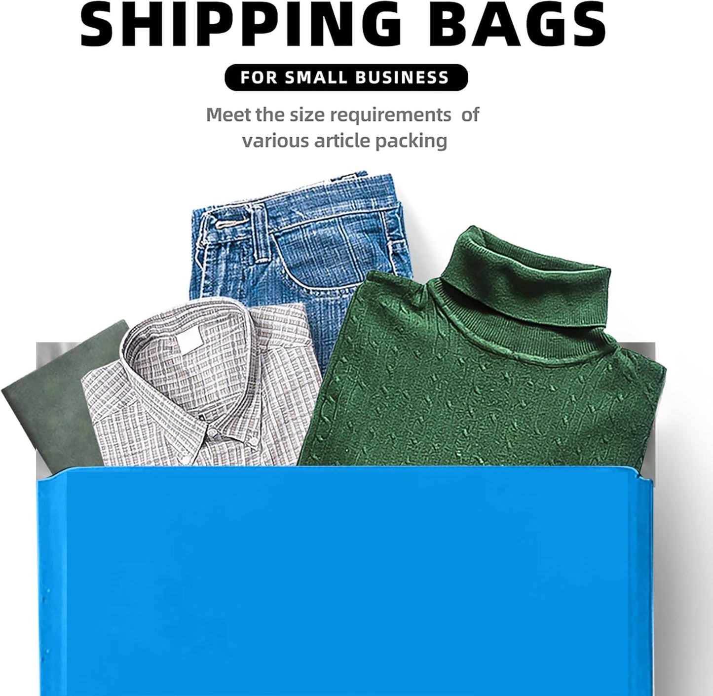 POLYSELLS 100 pcs 24x24 Inches Blue Poly Mailers Shipping Envelopes, Strong Adhesive Sealing, Waterproof, and Tear-resistant Postal Mailing Bags for Clothing, Books, and Accessories