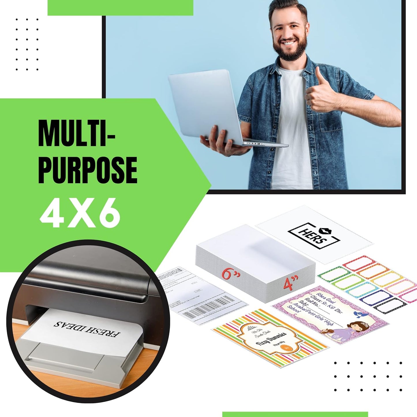 JETZAP Pre-Cut 4x6 Shipping Labels | Work on Most Inkjet and Laser Printers | Just Load & Print | USPS UPS FedEx for Home Printers | 500 Pack