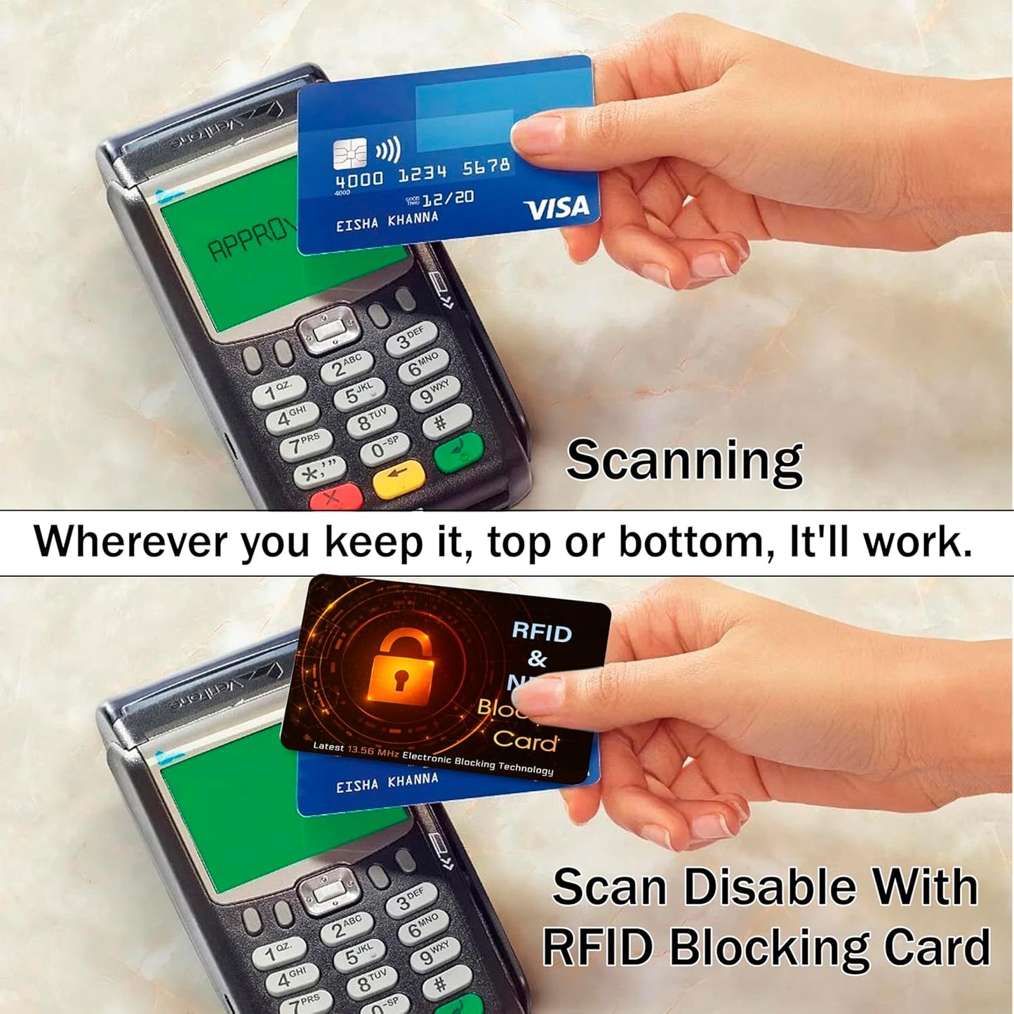 SaiTech IT 5 PK RFID Blocking Cards Protect Your Entire Wallet, Purse, and Cards from NFC Contactless Theft Wallet for Men & Women - Orange Black (5 Pack SL)