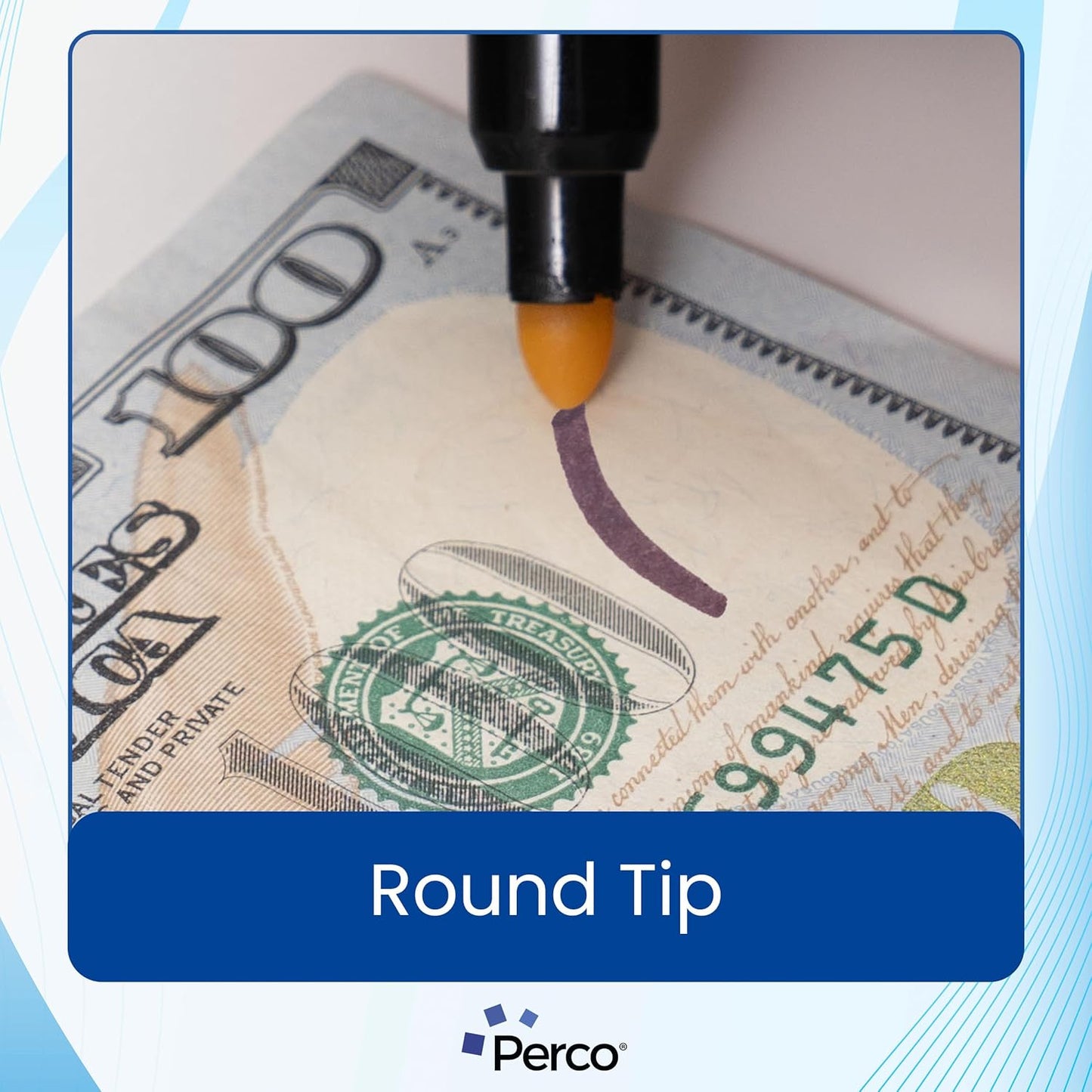 Perco Counterfeit Money Detector Pen (2 Pack) - Easy to Use and Reliable Universal Currency Fake Bill Checker for Personal & Commercial Use - Ensures Authenticity & Prevents Fraud