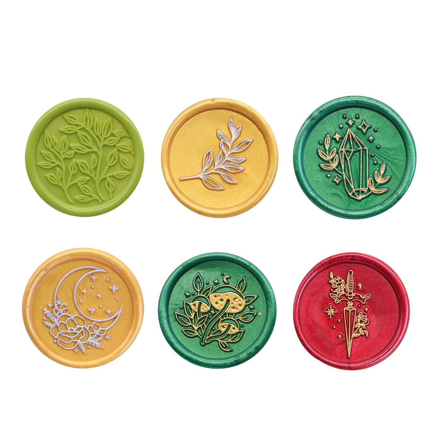 SWANGSA Wax Seal Stamp Set, Vintage 6 Pieces Flower Plant Pattern Sealing Wax Stamp Heads and 1 Wooden Handle for Wedding Greeting Cards Gift (Botanical Set)