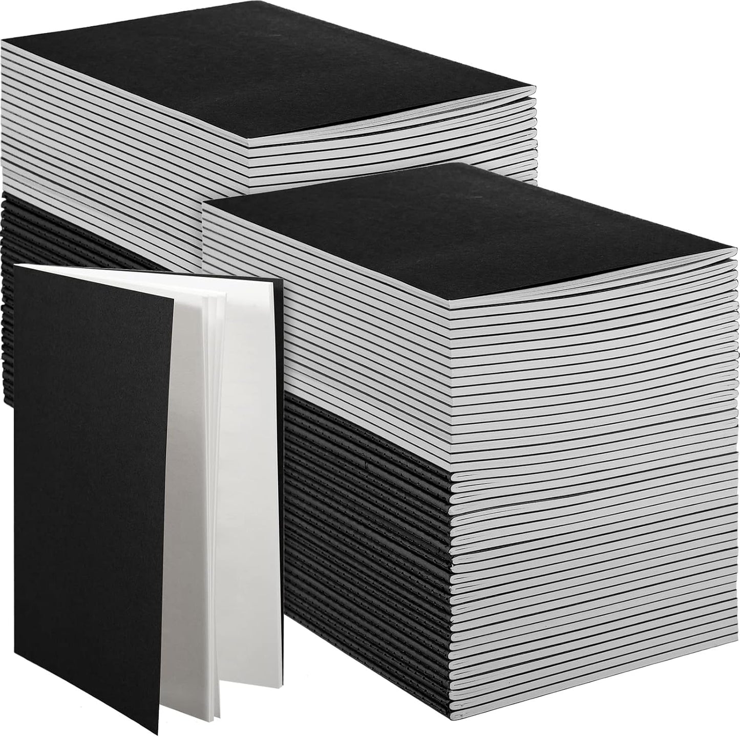100 Pcs Kraft Notebook Journals 5.5 Inch x 8.3 Inch A5 Softcover Notebooks Bulk for Writing Sketch Office Notepad with 60 Pages 30 Sheets (Multicolor,Lined)(Black,Unlined)