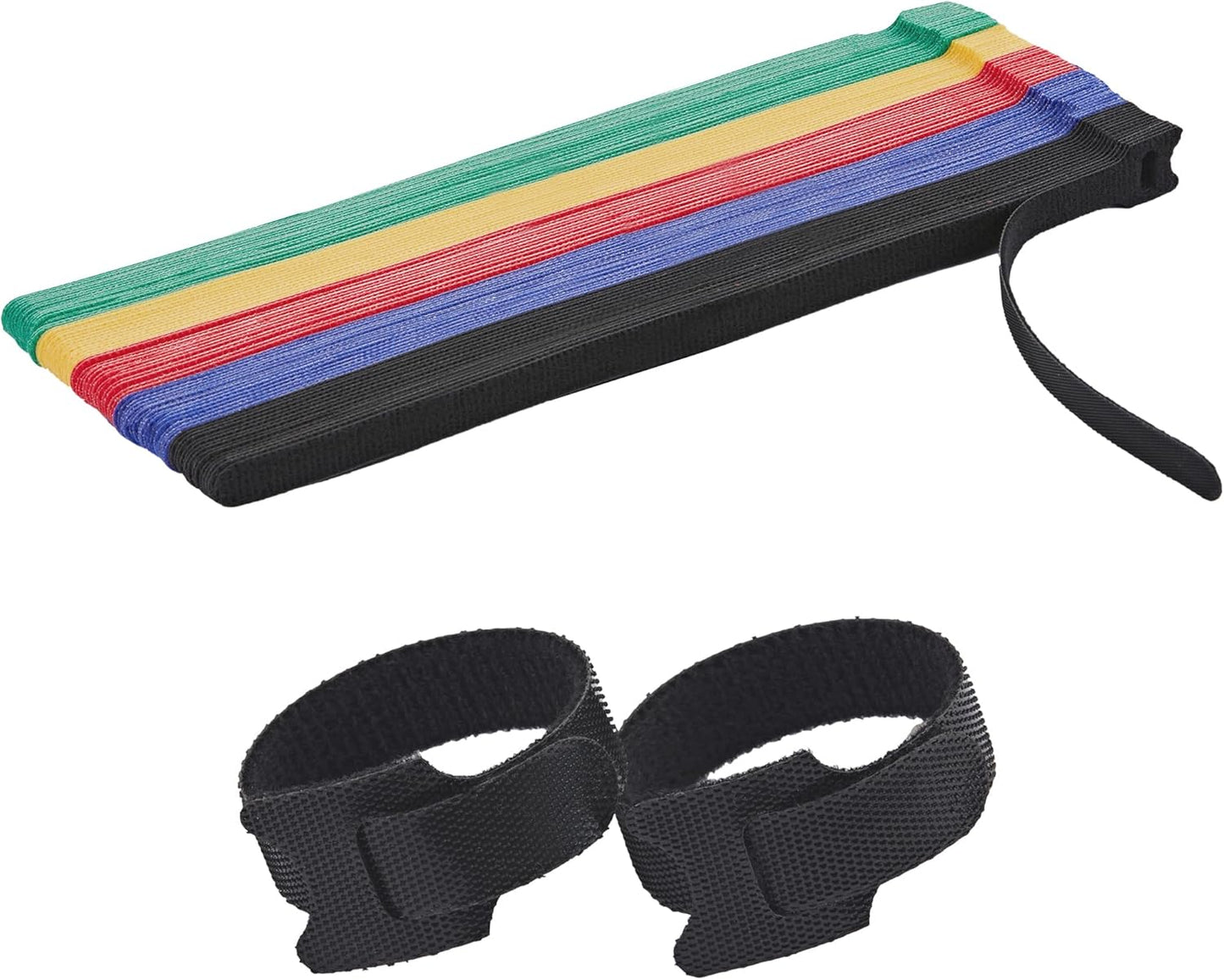 50 Pcs 10-Inch Heavy-Duty Self-Fastening Cable Ties - Durable, Reusable Straps for Wire Organization, Ideal for Home, Office, Garage, and Outdoor Use