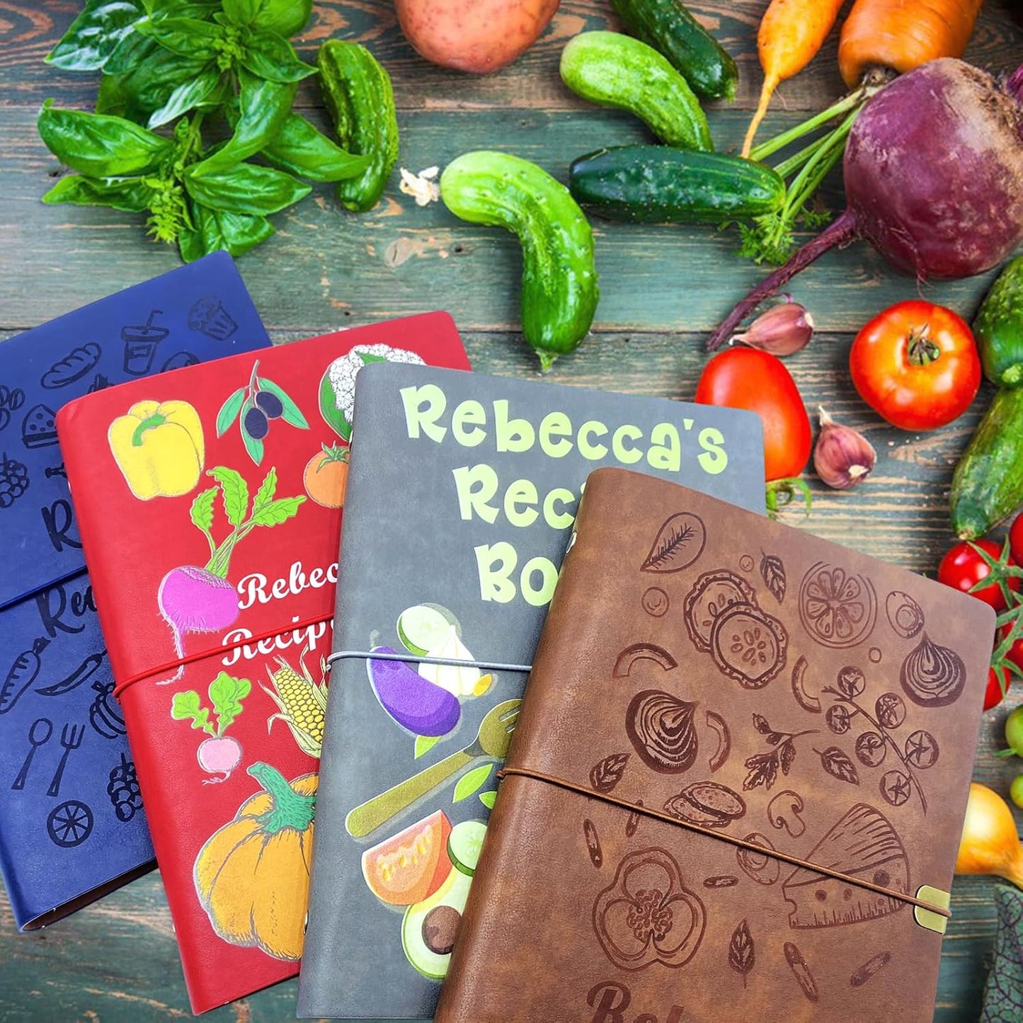 ubjva Personalized Recipe Book Custom Printed Leather Recipe Book to Write in Your Own Recipes Family Cookbooks Journal for Mom Dad Wife Daughter