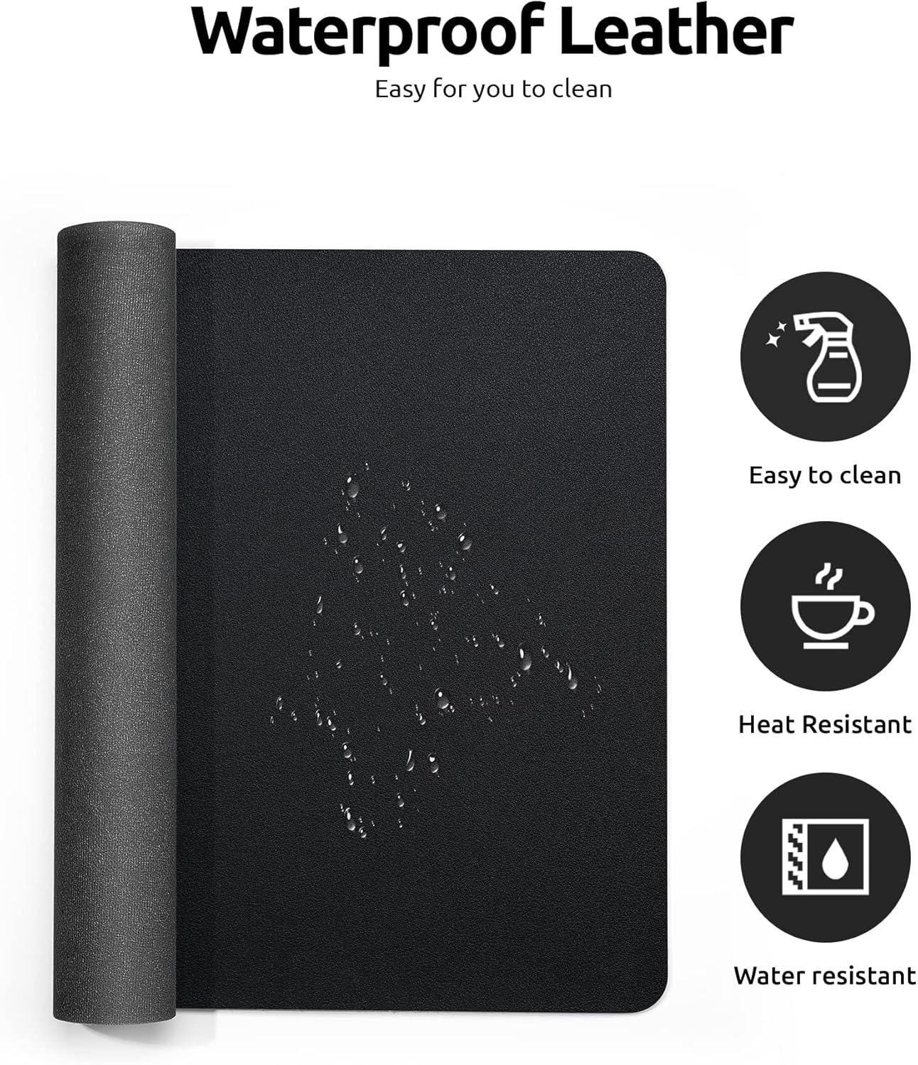 YSAGi Leather Desk Protector, Non-Slip Large Mouse Pad, Waterproof PU Laptop Mat Table Pad for Office and Home (90 x 43 cm, Black)